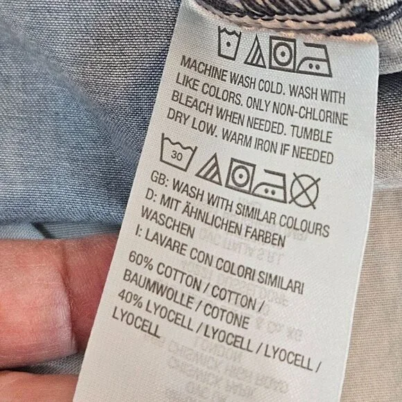 Susan Graver Denim Ombre Gradient Button-Down Shirt 3XP Blue White Long Sleeve - Picture 8 of 12